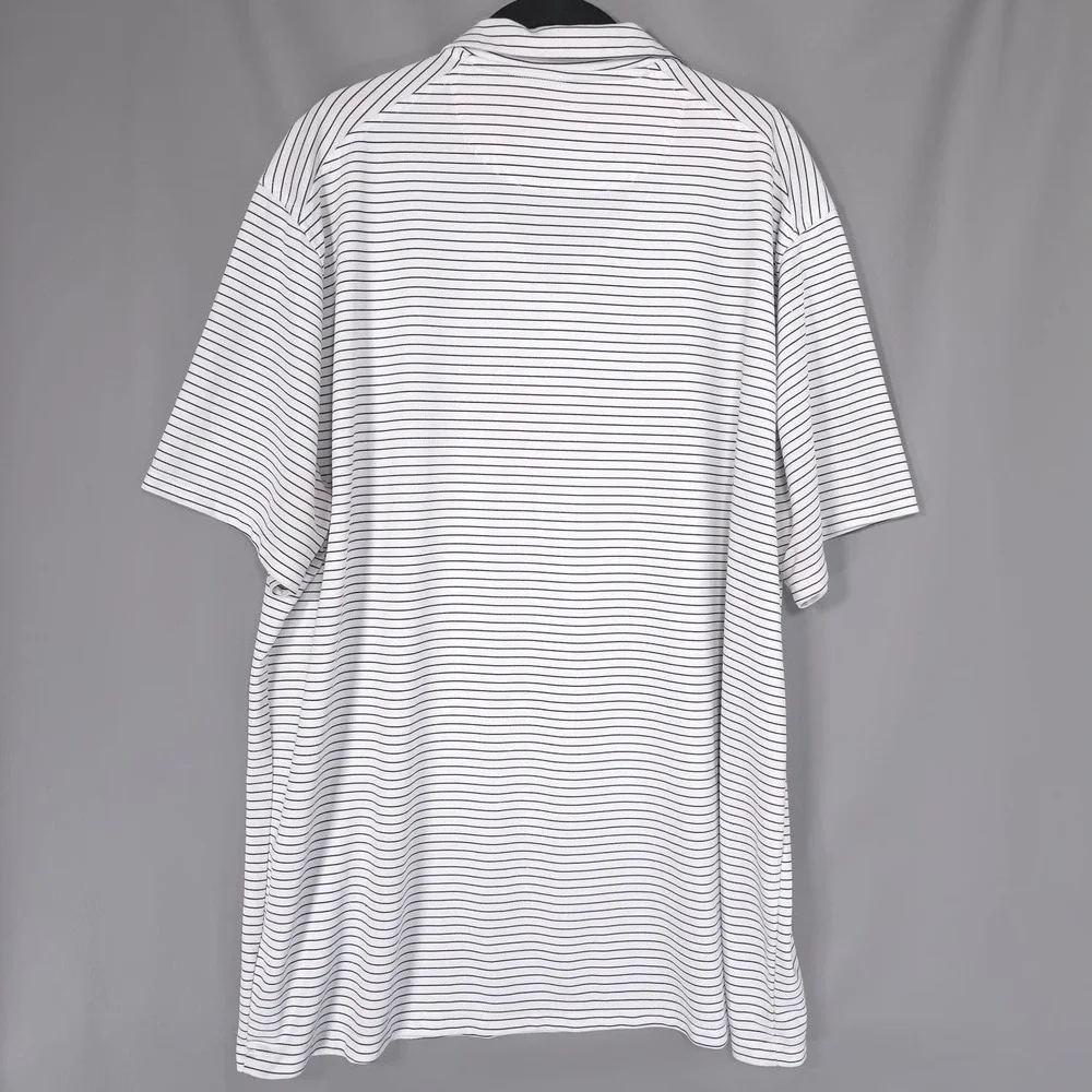 Nike Dri-FIT Polo Shirt‎ Men's 2XL White Black Striped Performance AJ5482 Swoosh